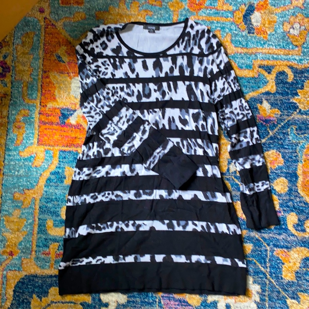 Alfani leopard striped long sleeved sweater dress